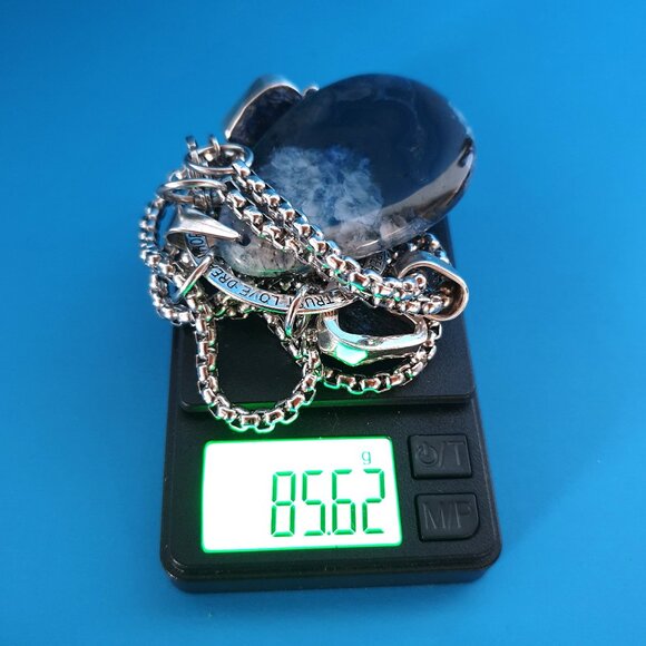 Bold Vintage ANDREA 925 Silver Blue Agate Dream Hope Trust Love Luck Necklace - Picture 15 of 15